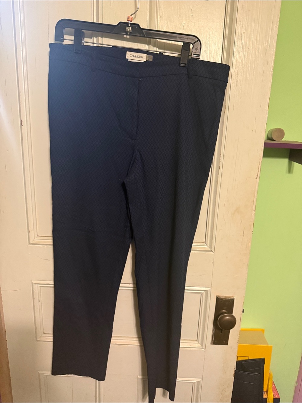 Calvin Klein Men's Dark Navy Textured Dress Pants